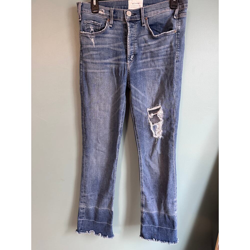 Mcguire Women's Light Blue Distressed Denim Crop Ankle Jeans